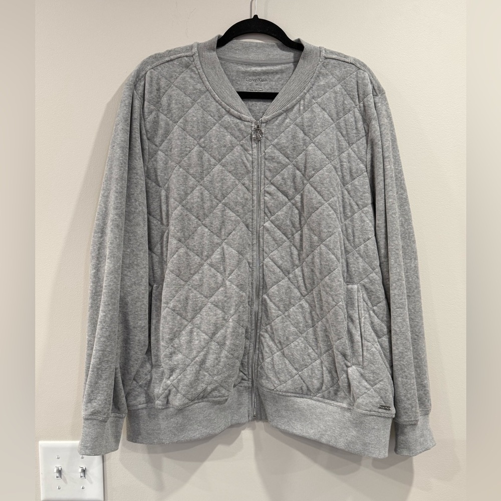 🔥Calvin Klein Quilted Fleece Gray Women's Jacket Sz 2X NWOT 🔥